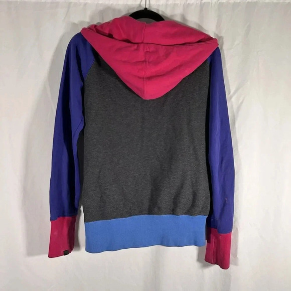 Nike Hoodie Women's Large Grey Purple Full Zip Drawstring Pockets Cotton Sweater - Picture 9 of 12